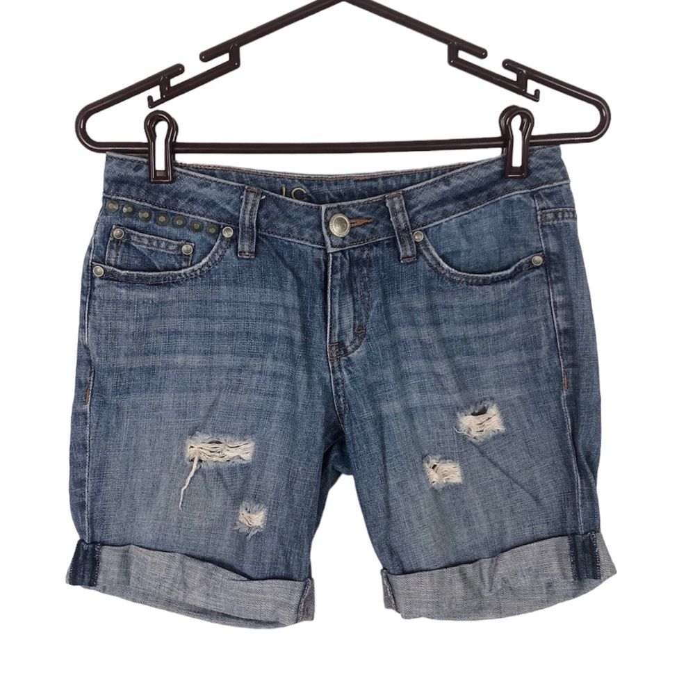 LC Lauren Conrad Studded Rolled Hem Distressed Shorts Women's Size 2